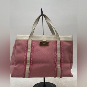 Kate Spade White/Pink Canvas Shoulder Bag